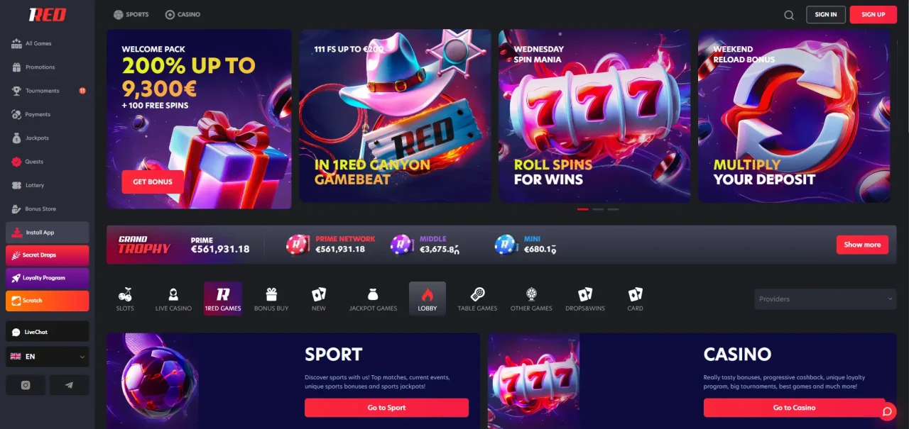 1Red Casino Not On Gamstop