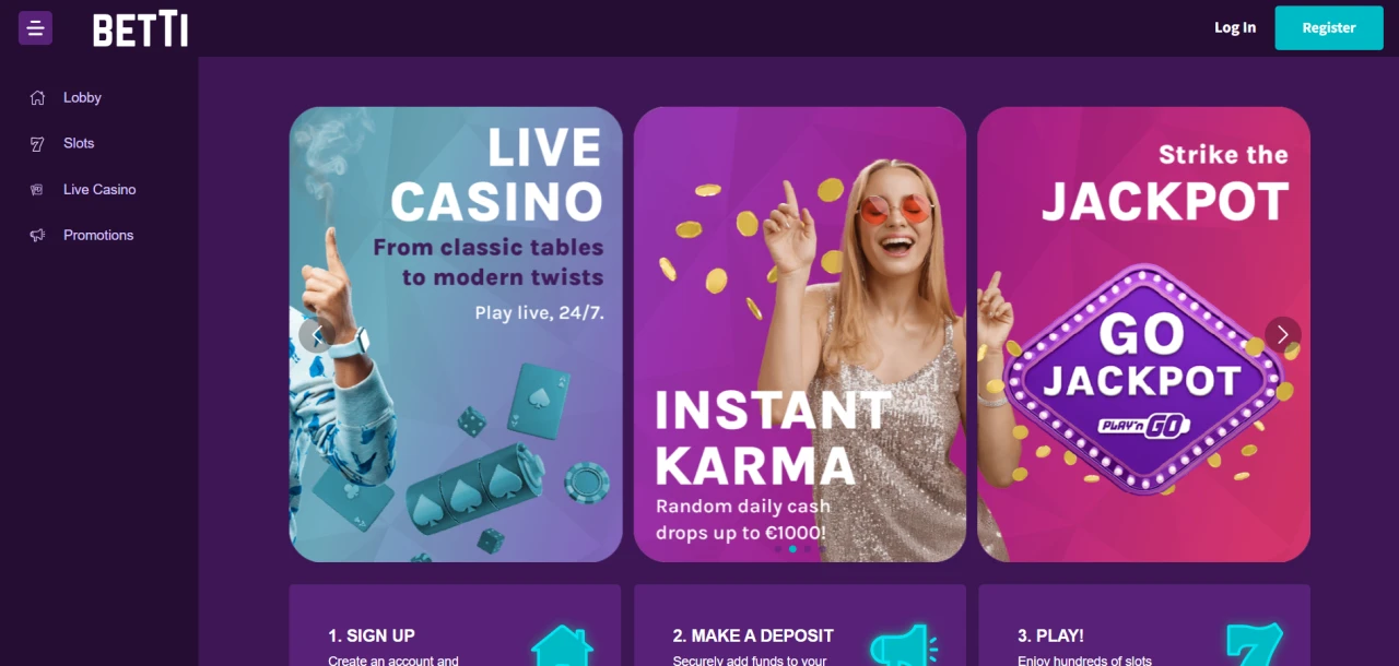 Betti Casino Not On Gamstop Homepage