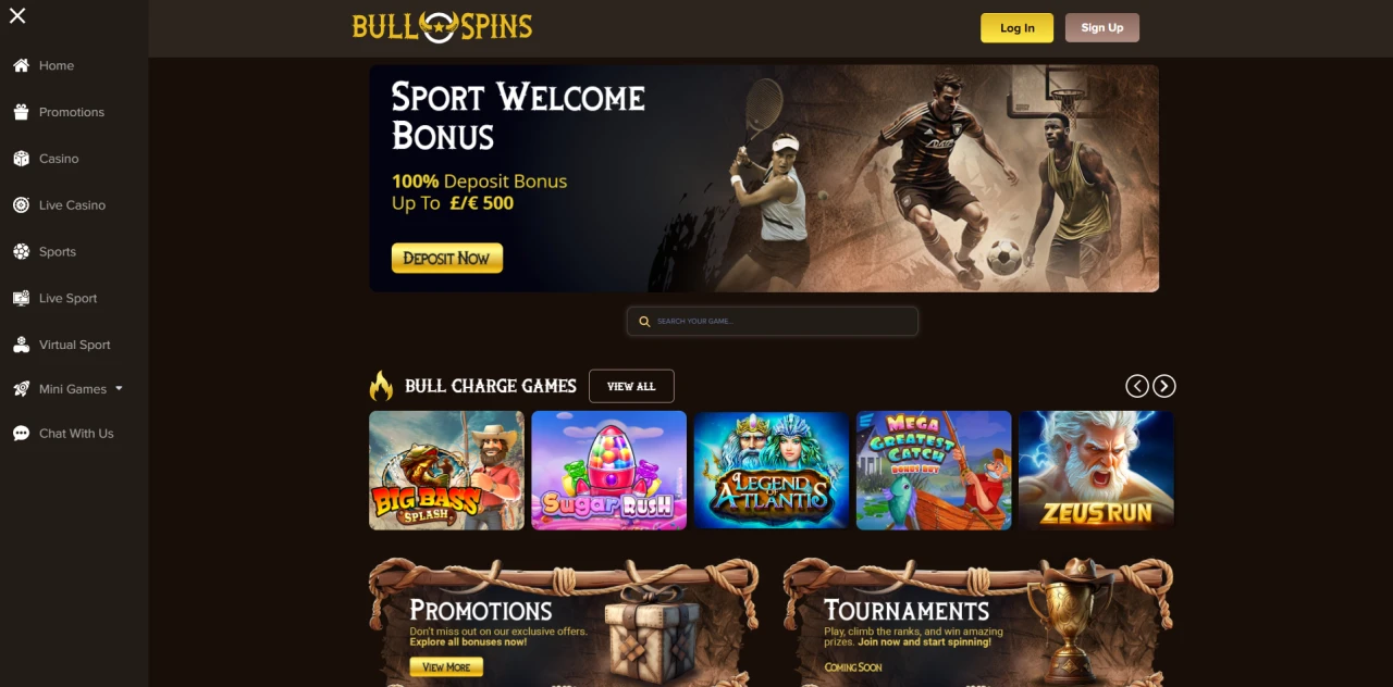 Bullspins Casino Homepage