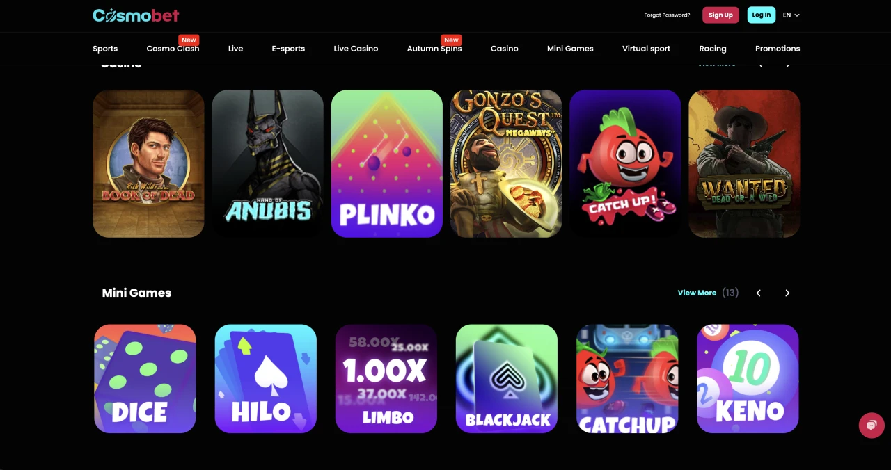 Cosmobet Casino Not on Gamstop Games