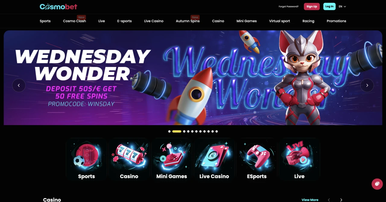 Cosmobet Casino Not on Gamstop Homepage