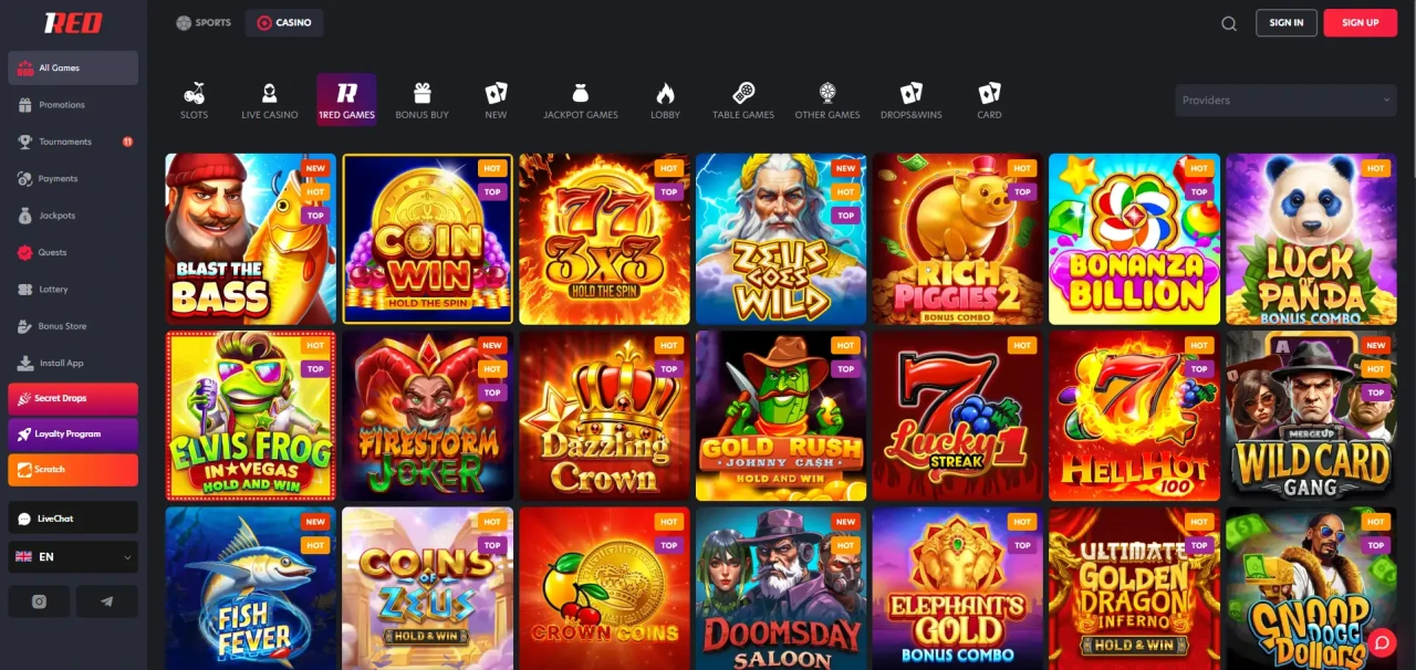 Games at 1Red Casino Not On Gamstop
