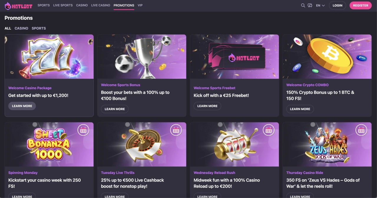 Hot Loot Casino Not on Gamstop - Promotions