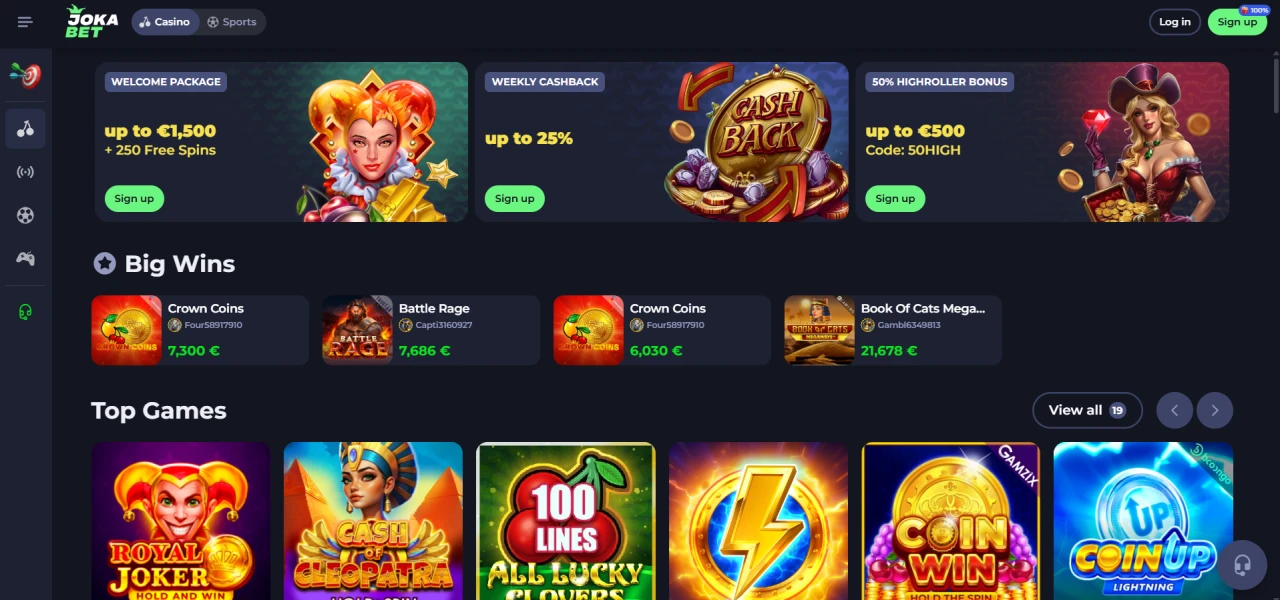 Jokabet Casino Not on Gamstop - Homepage