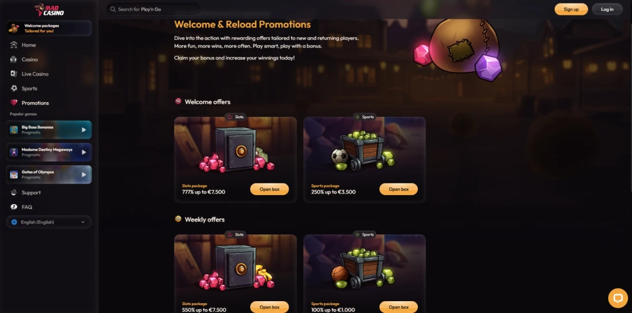 Mad Casino Welcome Promotion
