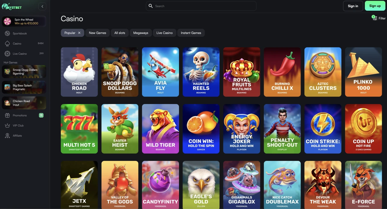 Mystbet - Non Gamstop Casino Games