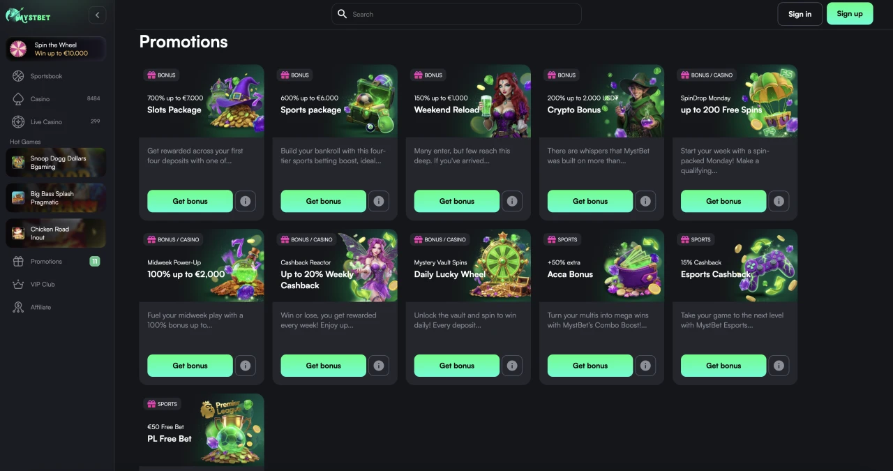 Mystbet - Casino Not on Gamstop Promotions