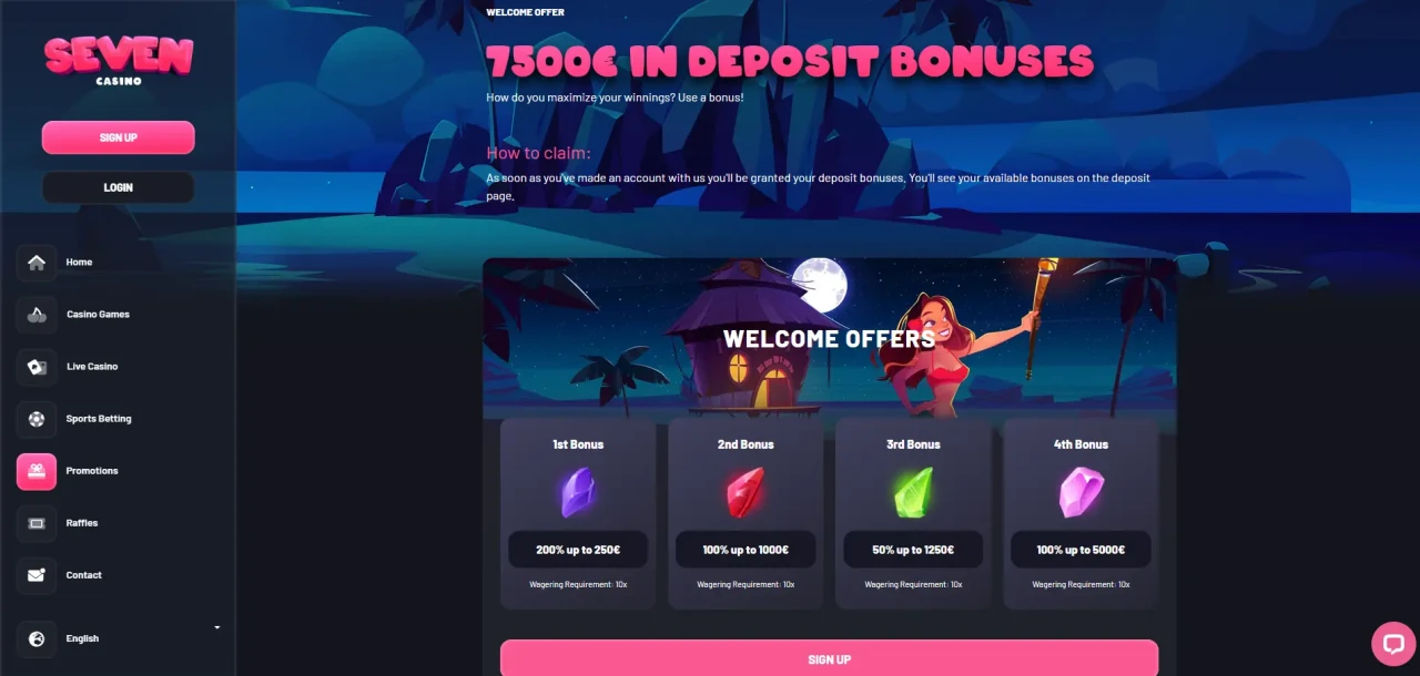 Welcome Bonus at Seven Casino Not On gamstop